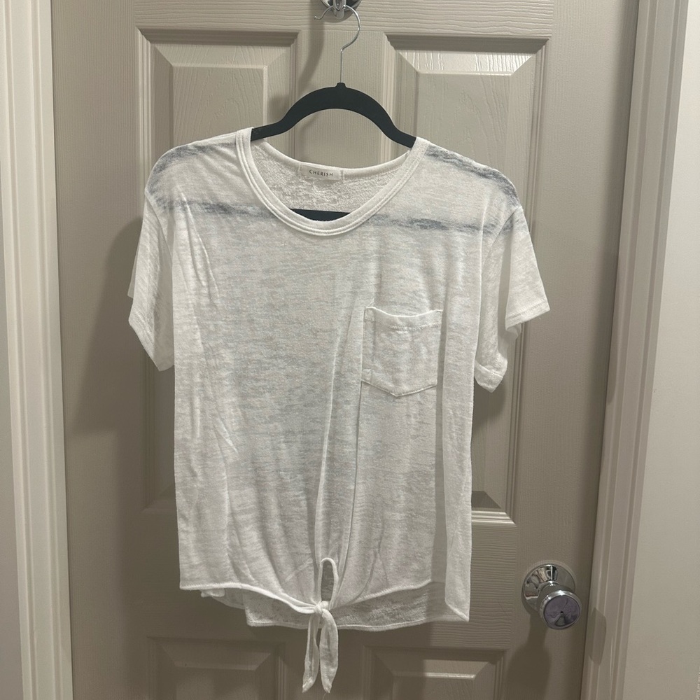 White Tie-Front T-Shirt